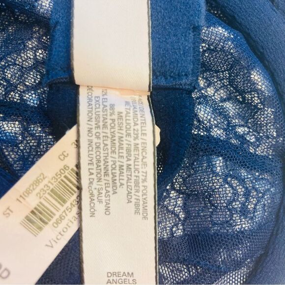 Victoria’s Secret High Neck Dream Angels Unlined Demi Bra Blue  Lace Sz 32DD NEW - Picture 12 of 12